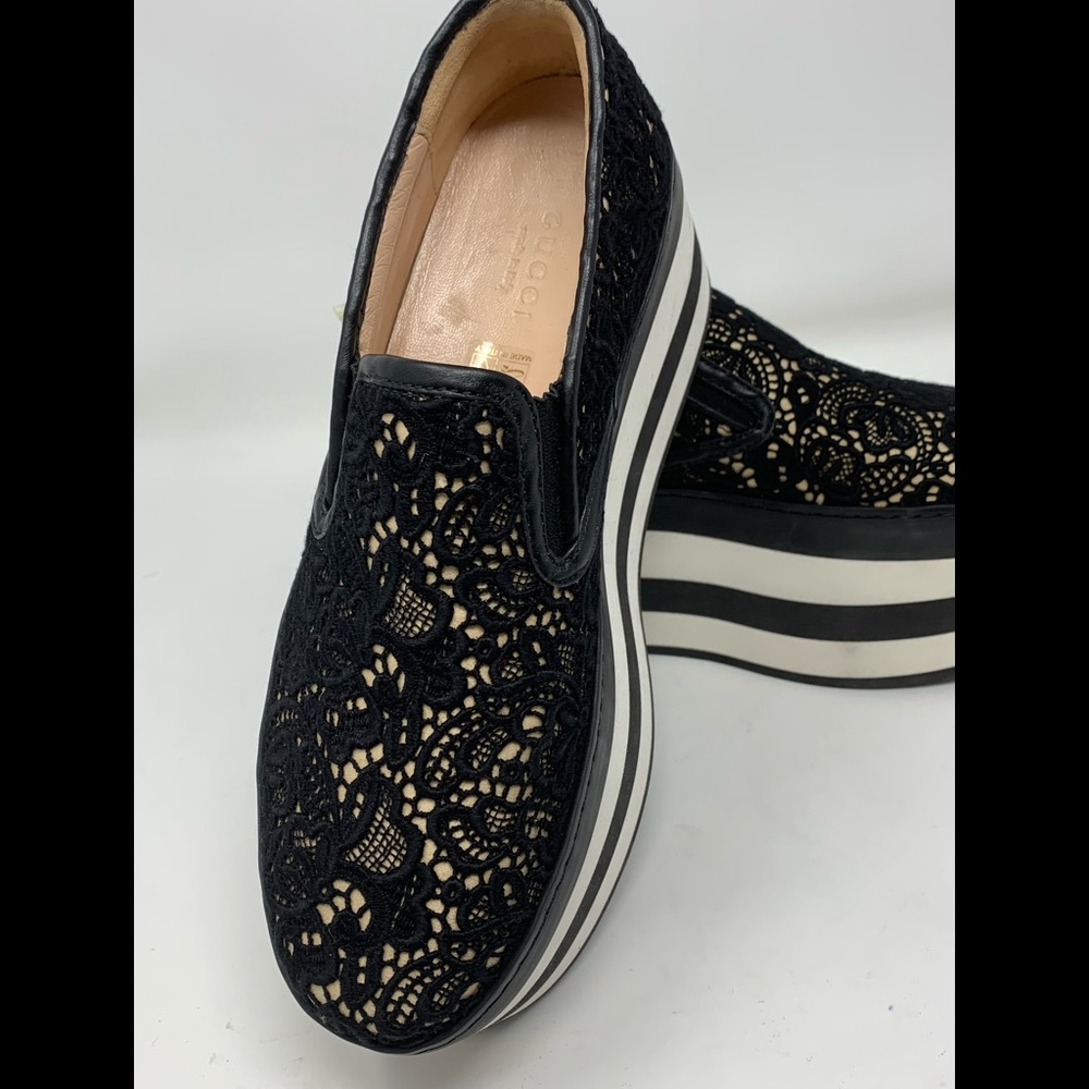 Gucci Black Sylvie Peggy Platform  Sneakers Size 36 - Picture 7 of 13